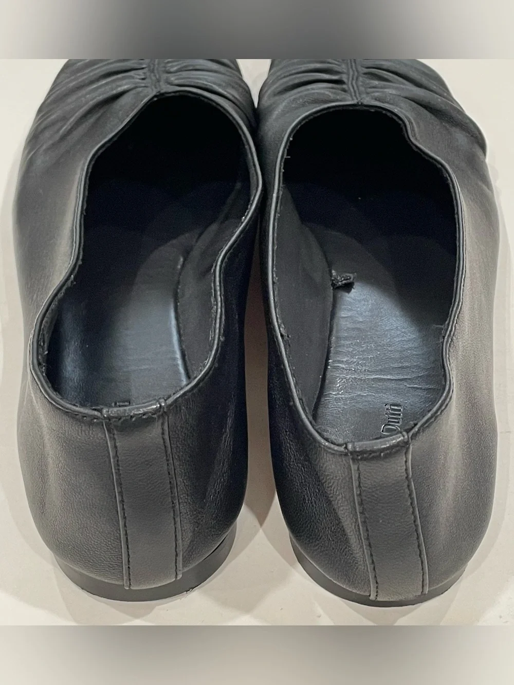 Black Ruched Square-Toe Flats, Massimo Dutti, Size 8